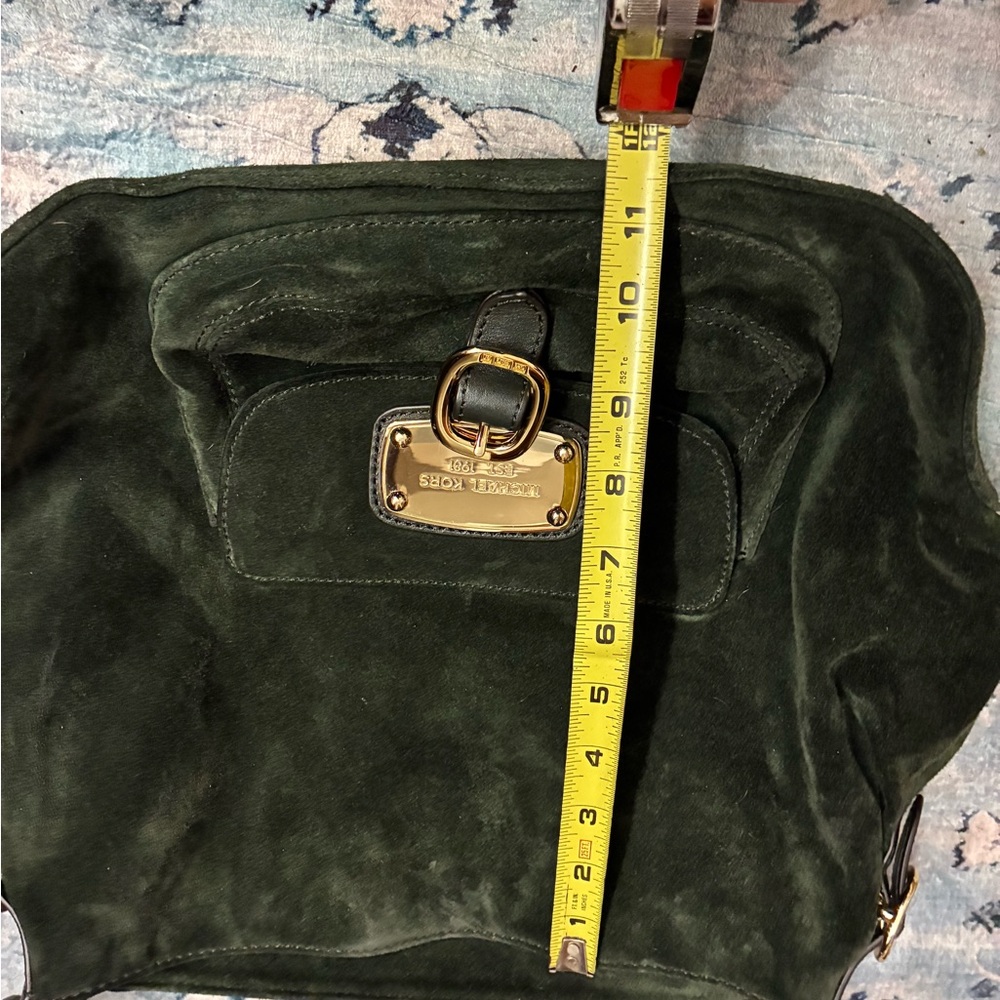 MICHAEL Michael Kors Forest Green Suede Shoulder Bag with Gold Hardware - Picture 8 of 9